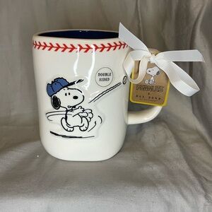 Rae Dunn Snoopy Baseball Mug “Play Ball” with Blue Accent